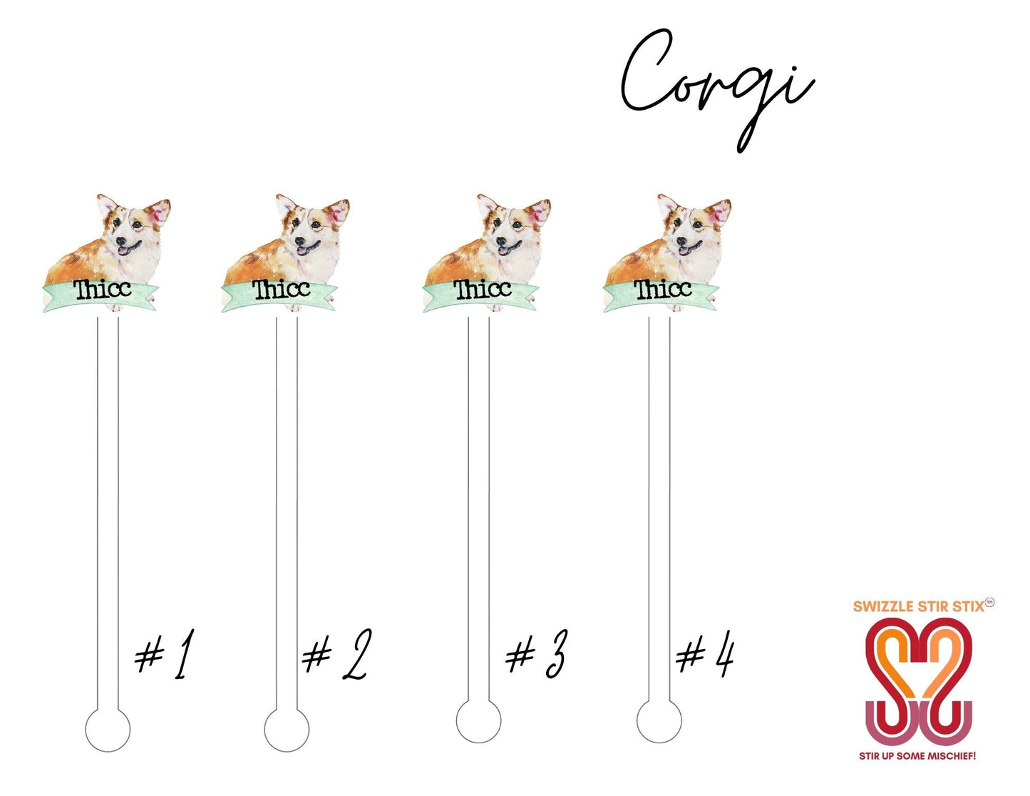 Corgi Swizzle Stir Sticks