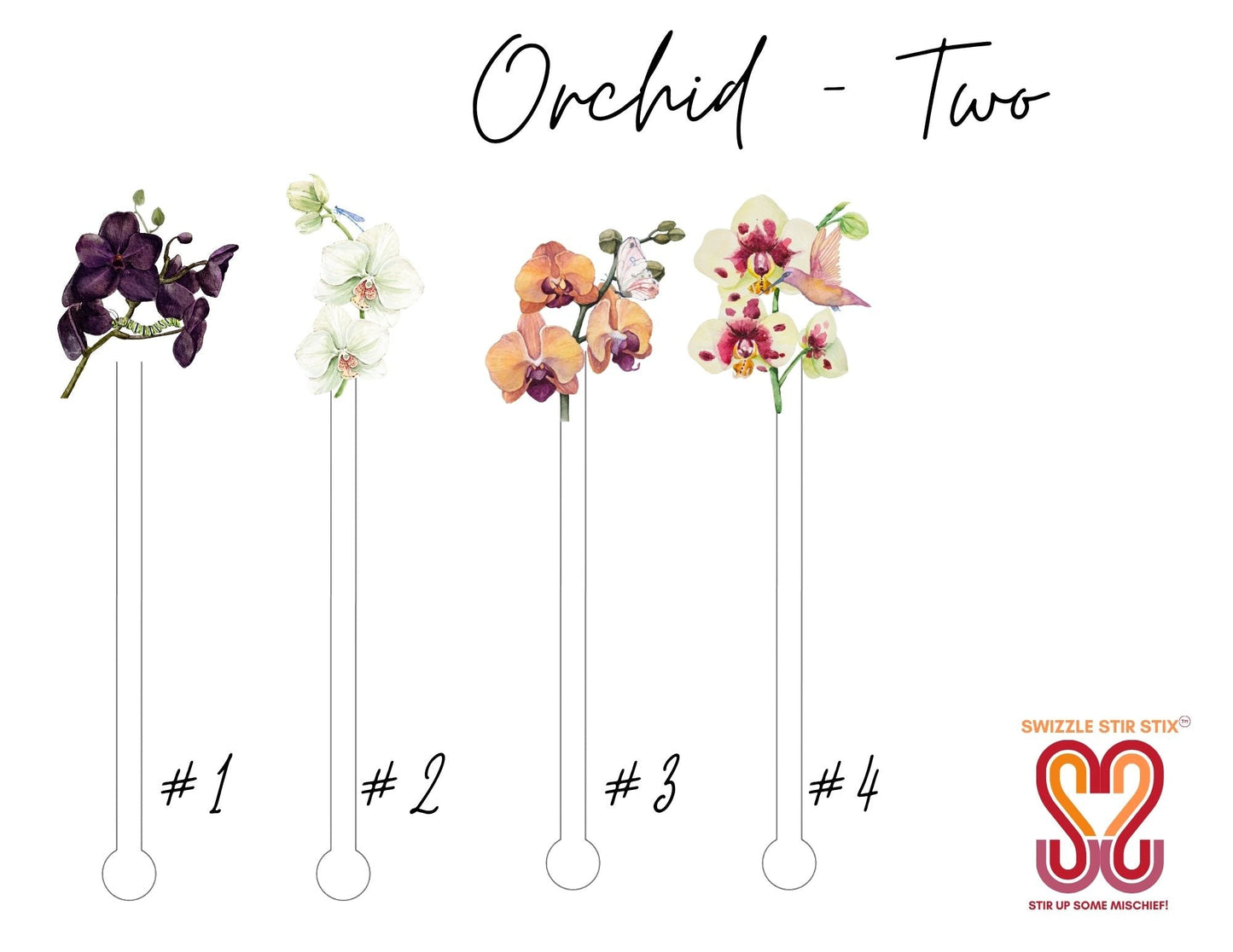 Orchid Two Swizzle Stir Sticks