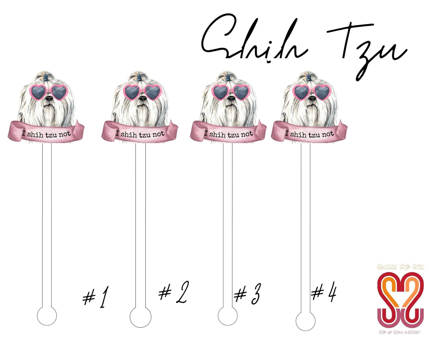 Shih Tzu Swizzle Stir Sticks