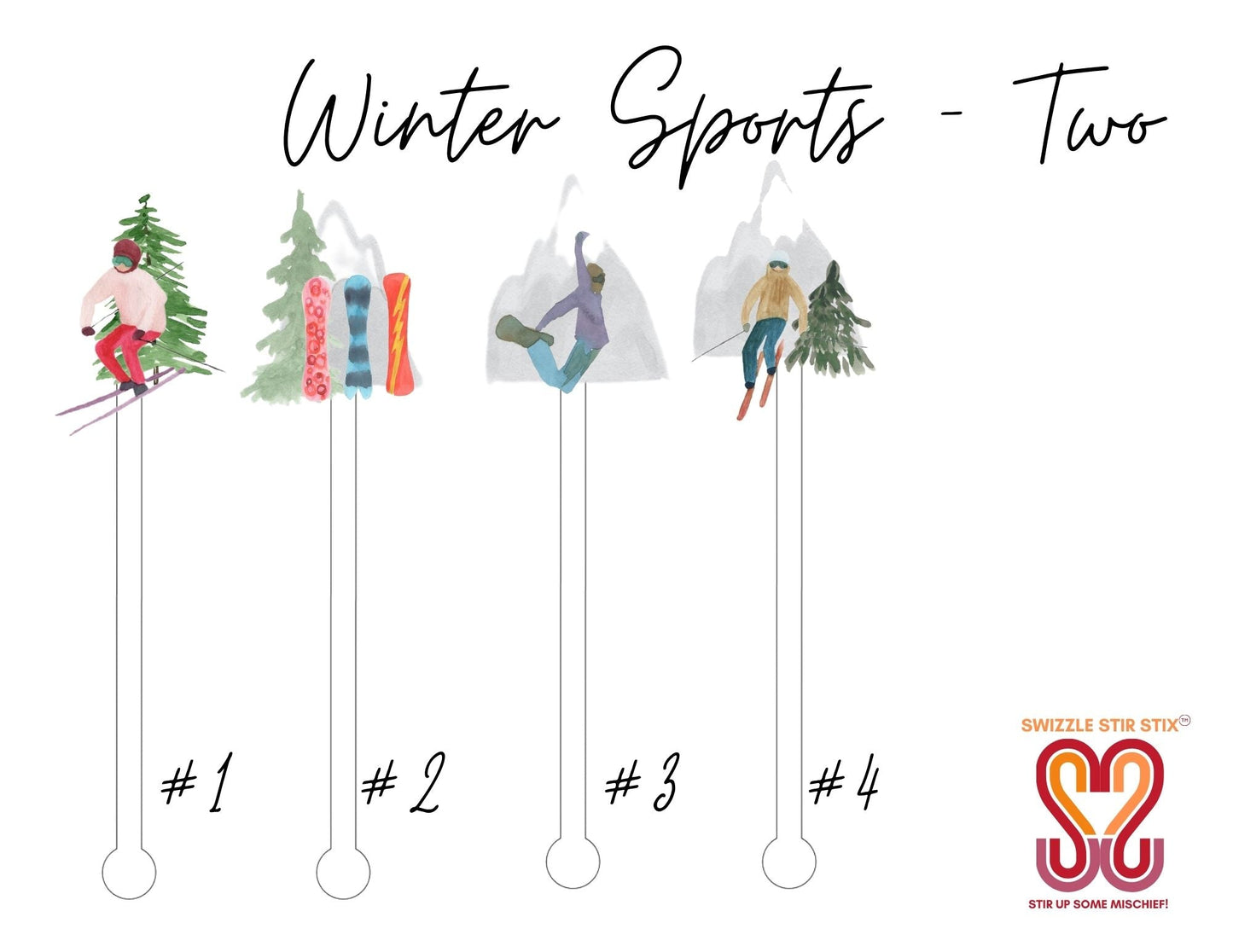 Winter Sports Two Stir Sticks