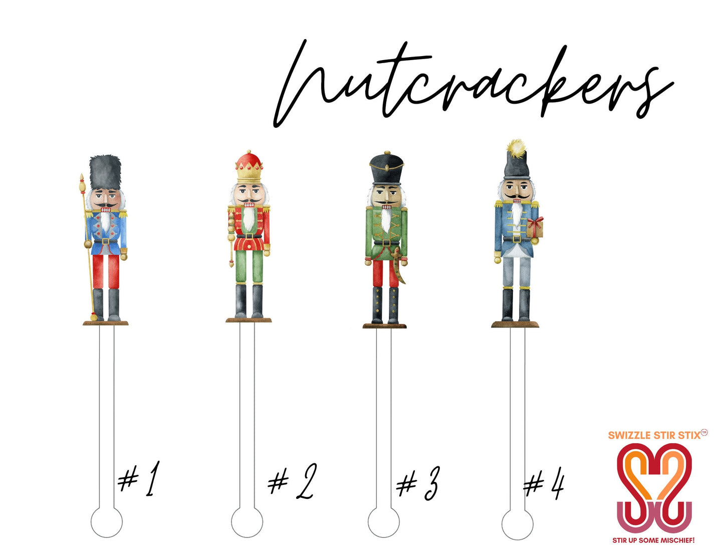 Nutcracker Holiday Stir Sticks Swizzle Stir Sticks