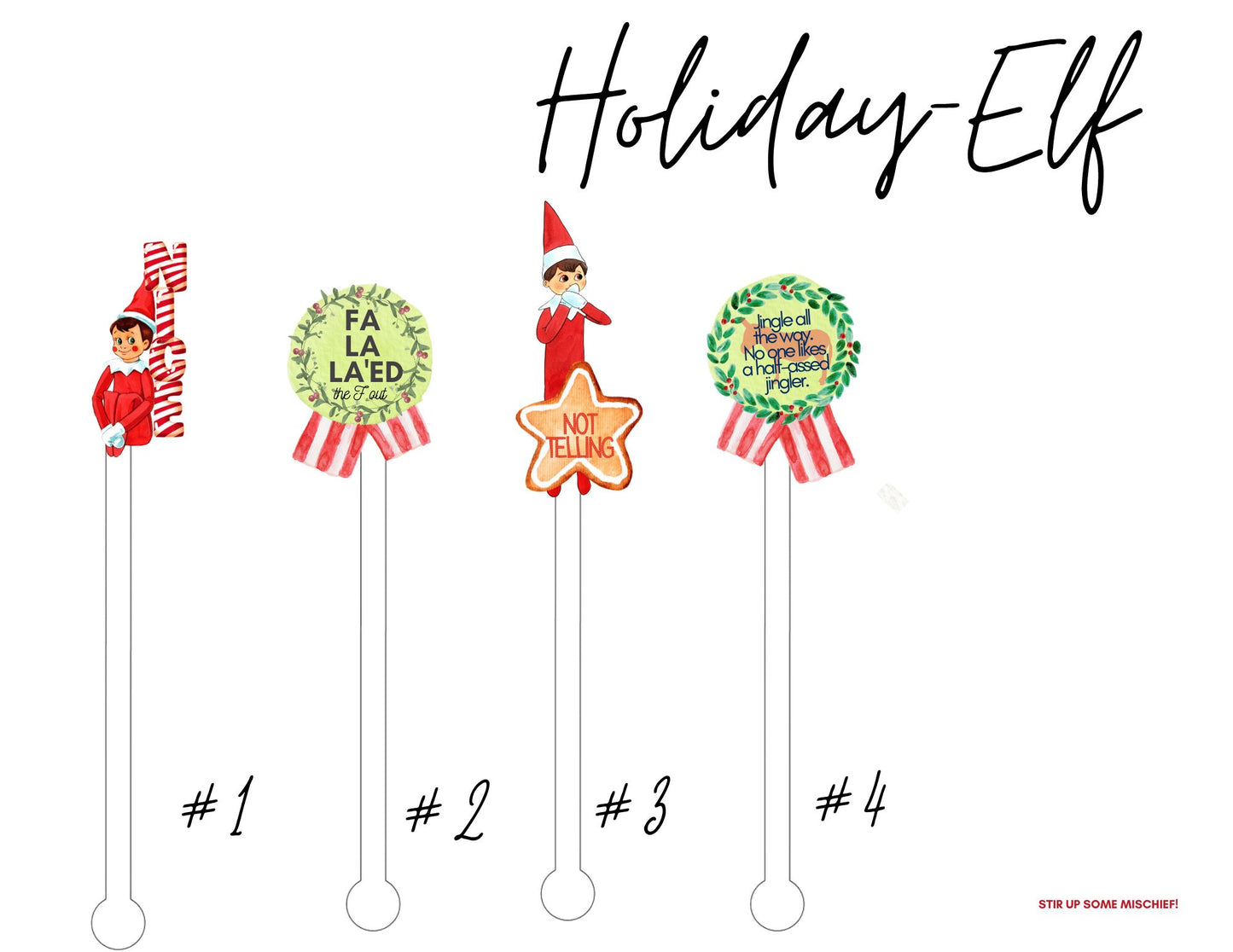 Elf Holiday Stir Sticks Swizzle Stir Sticks