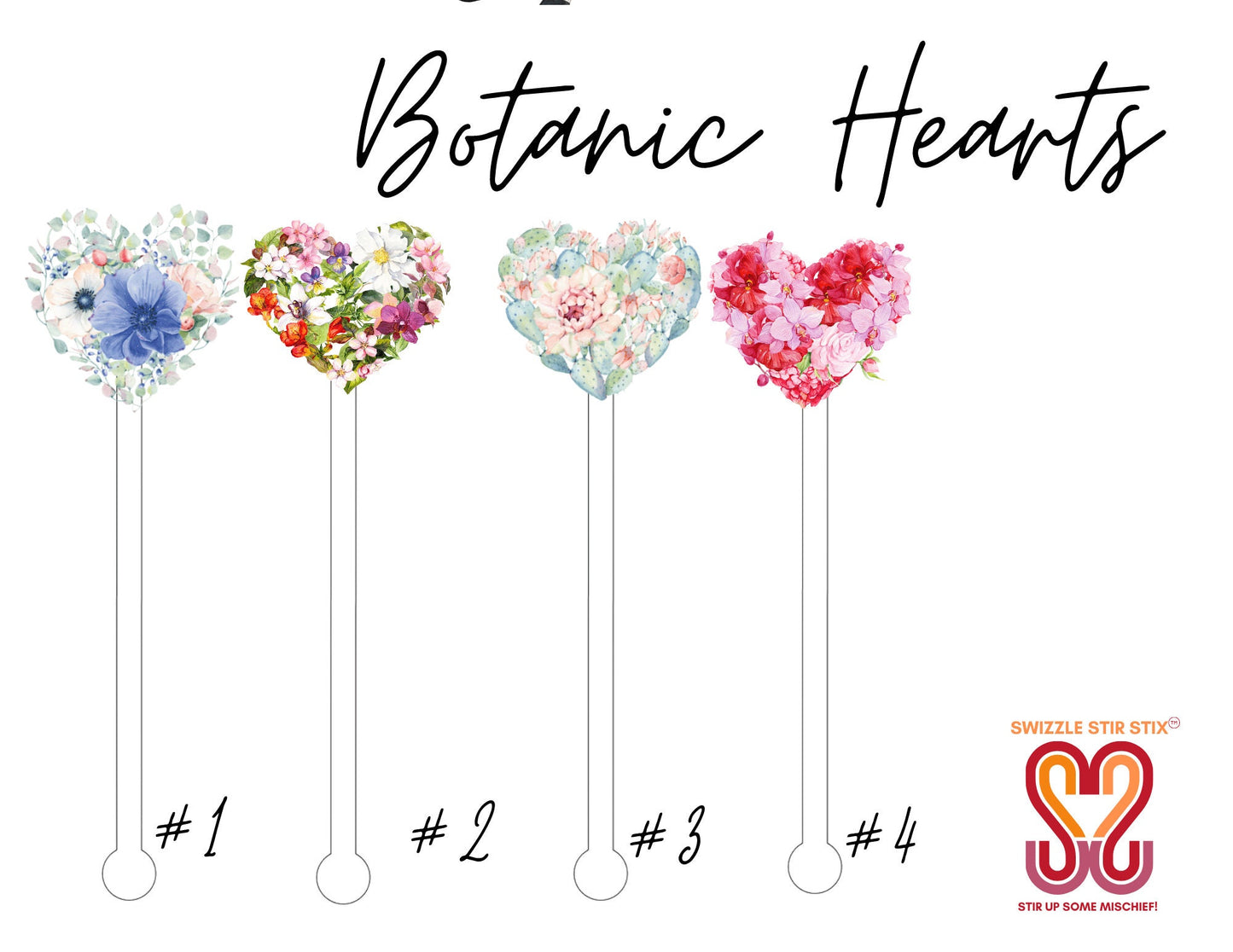 Botanic Hearts Swizzle Stir Sticks