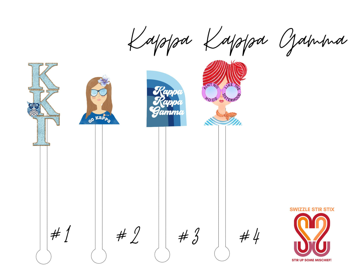 Kappa Kappa Gamma Swizzle Stir Sticks
