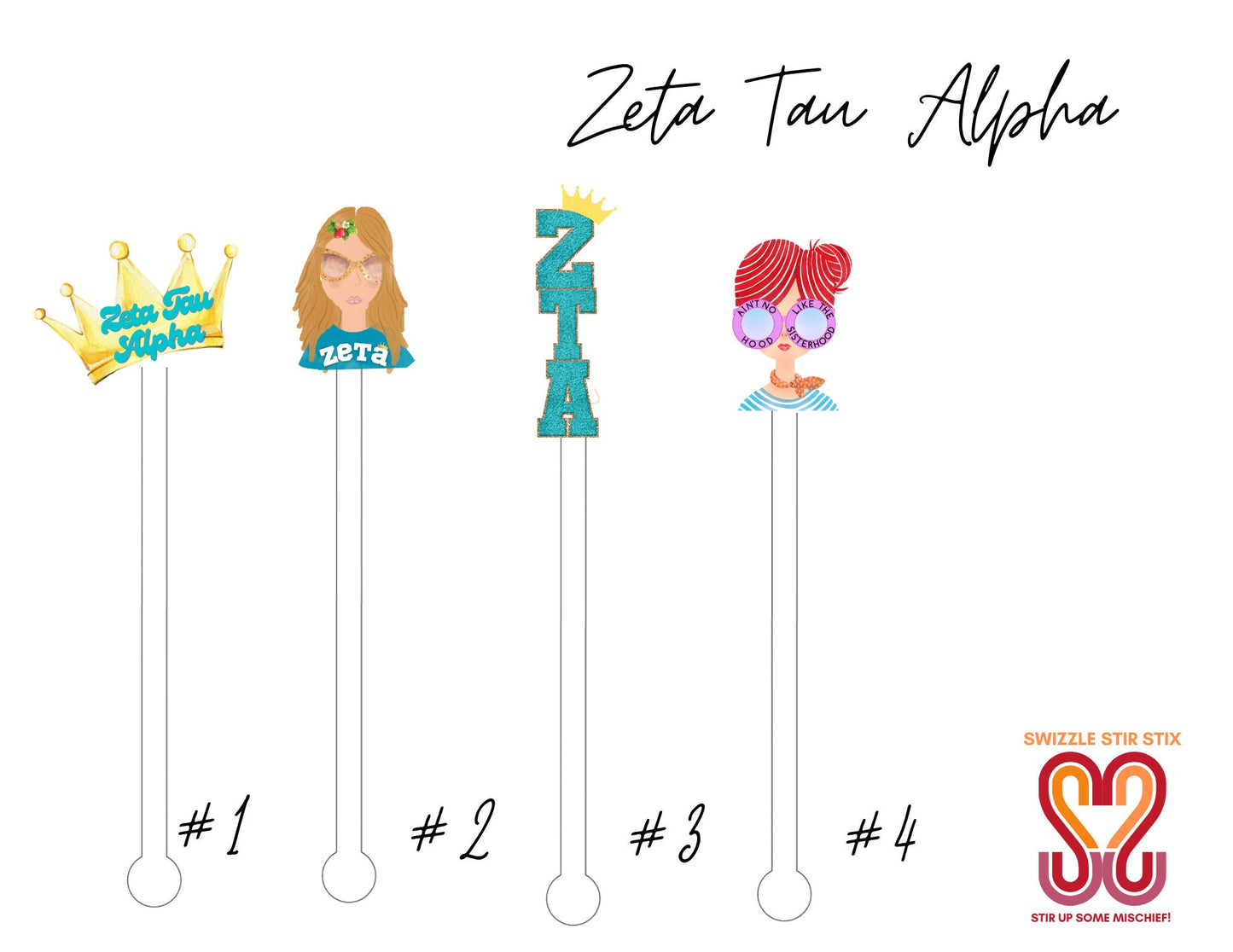 Zeta Tau Alpha Swizzle Stir Sticks