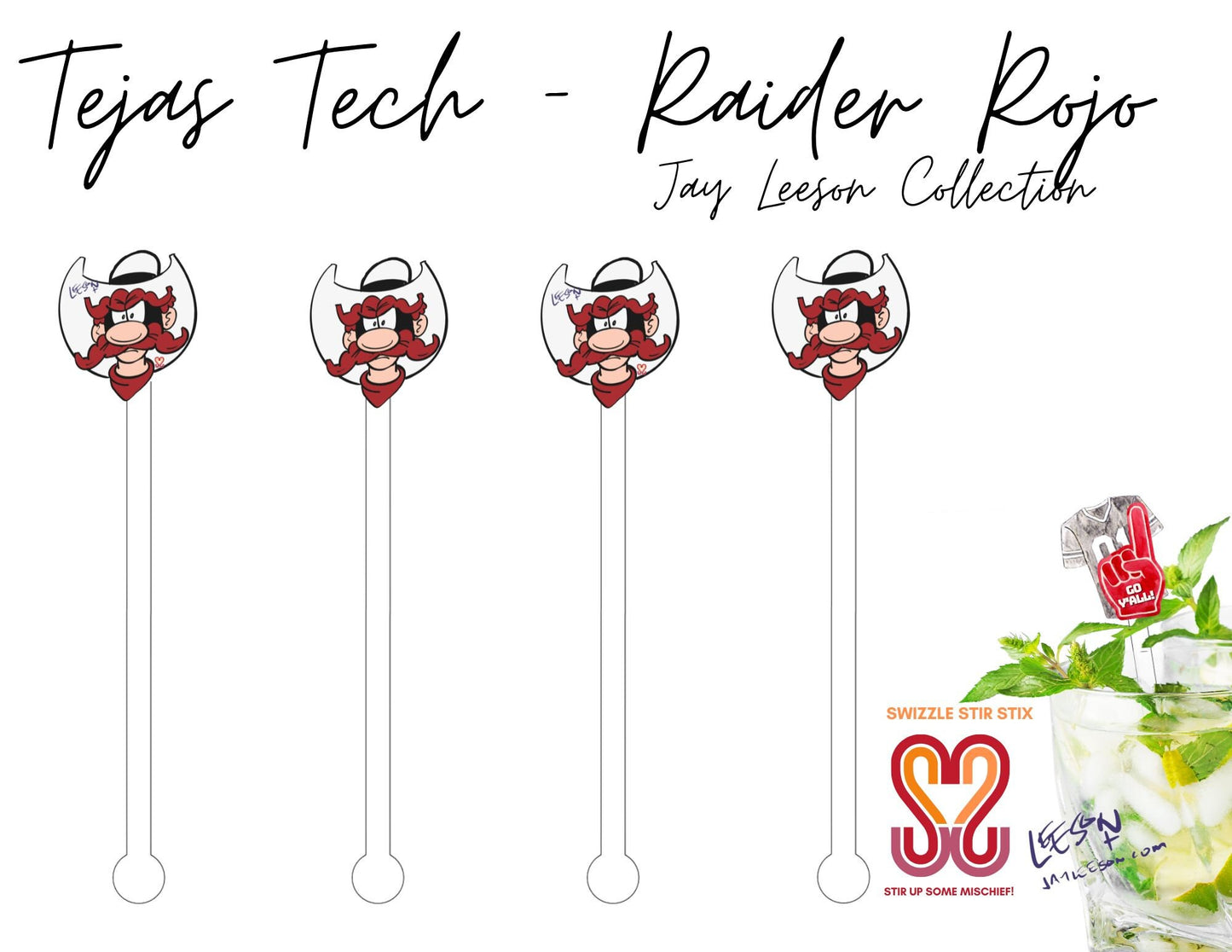 Tejas Tech Raider Rojo Swizzle Stir Sticks