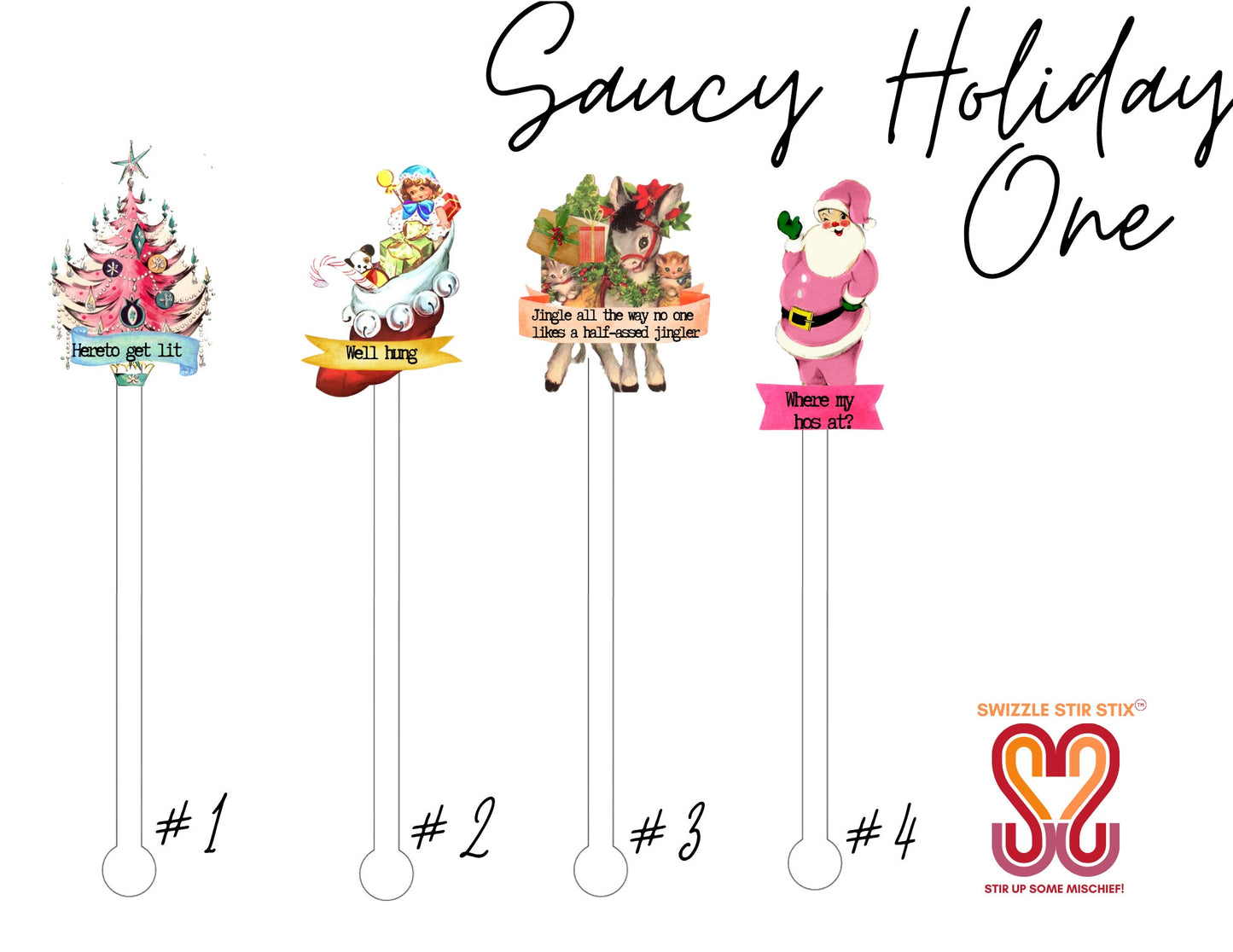 Saucy Holiday Vintage Swizzle Stir Sticks