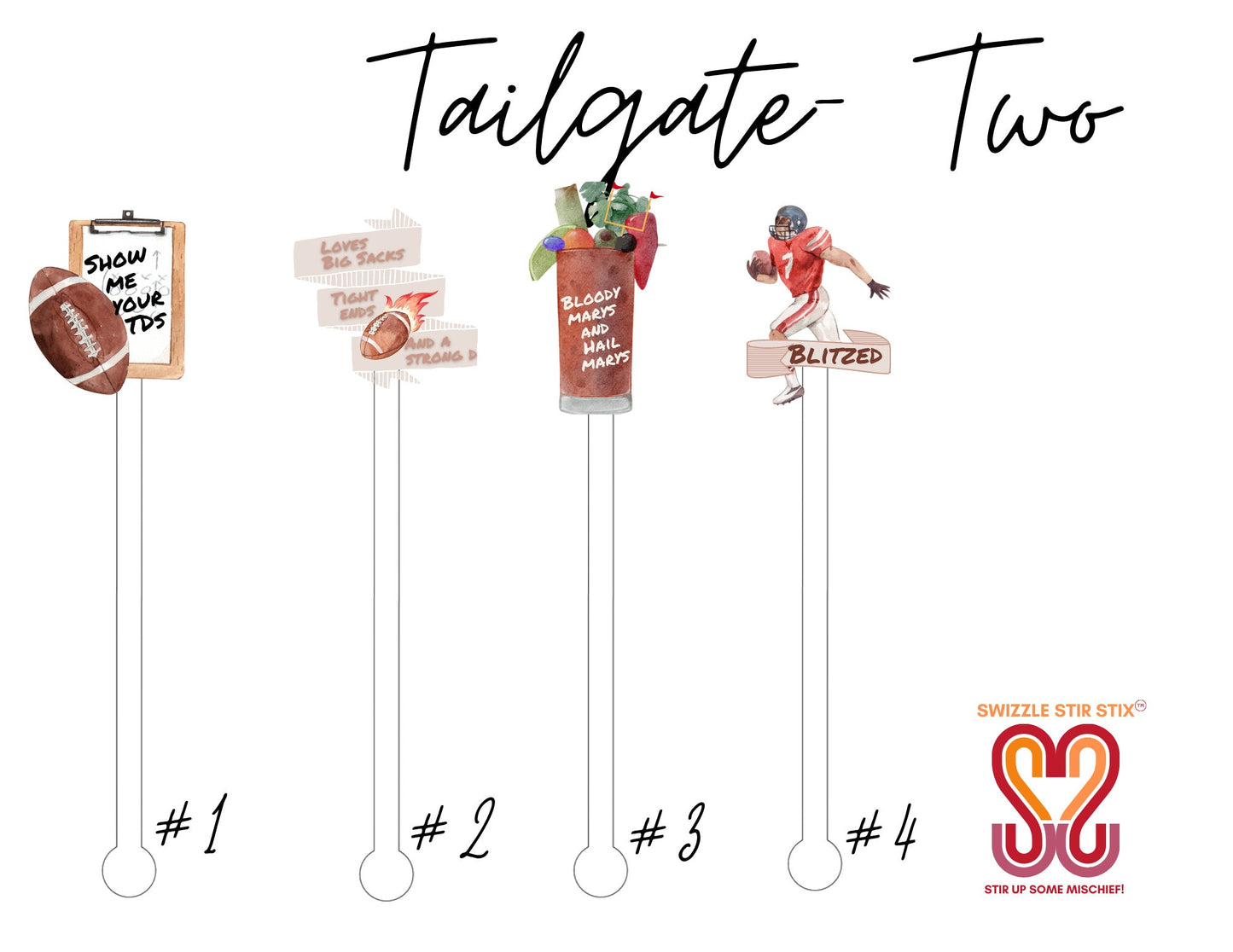 Tailgate Two Swizzle Stir Sticks