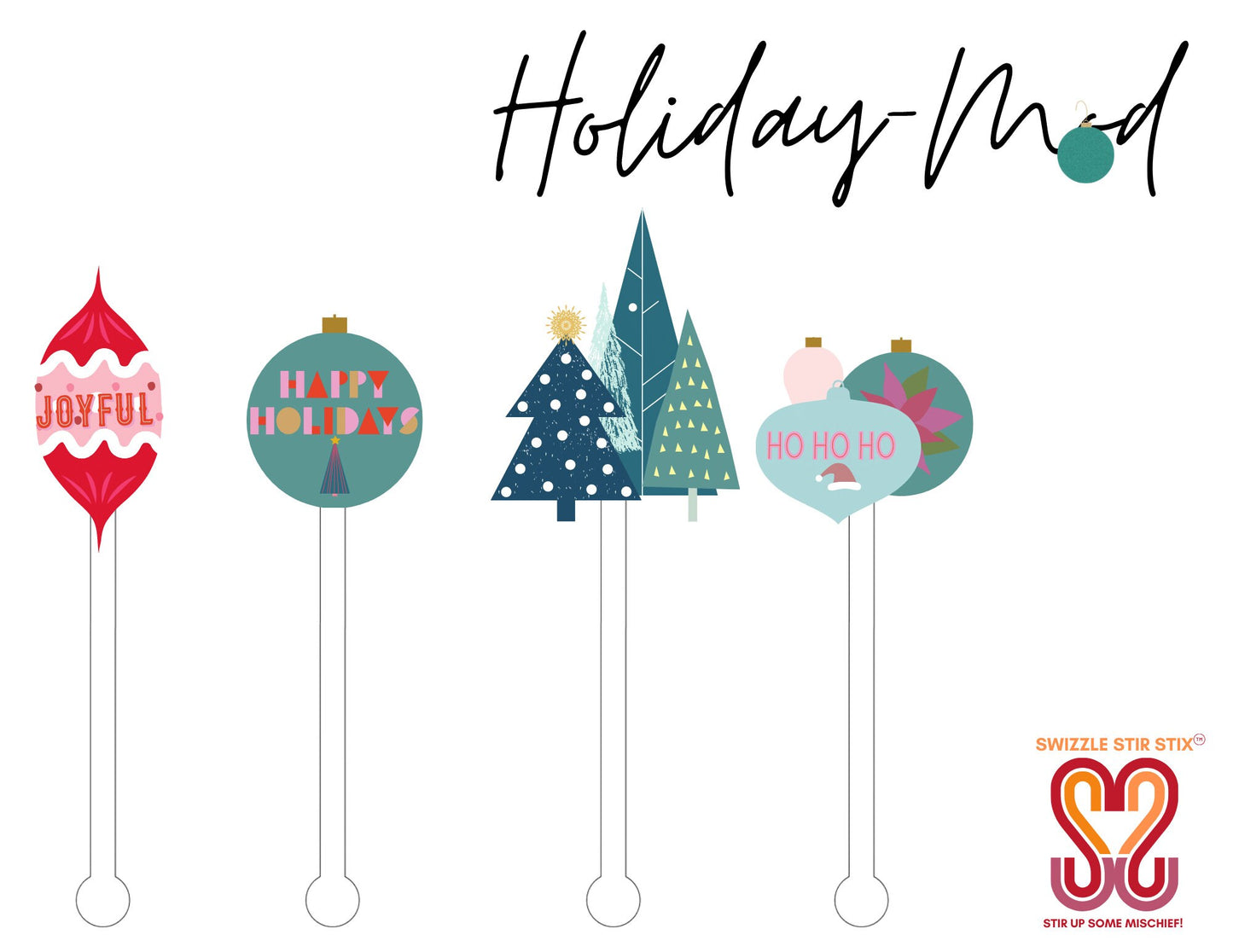 Holiday Mod Swizzle Stir Sticks
