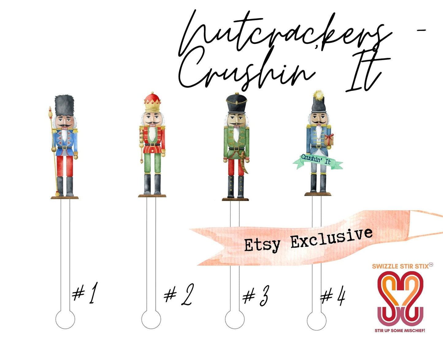 Nutcracker Crushin' It Swizzle Stir Sticks