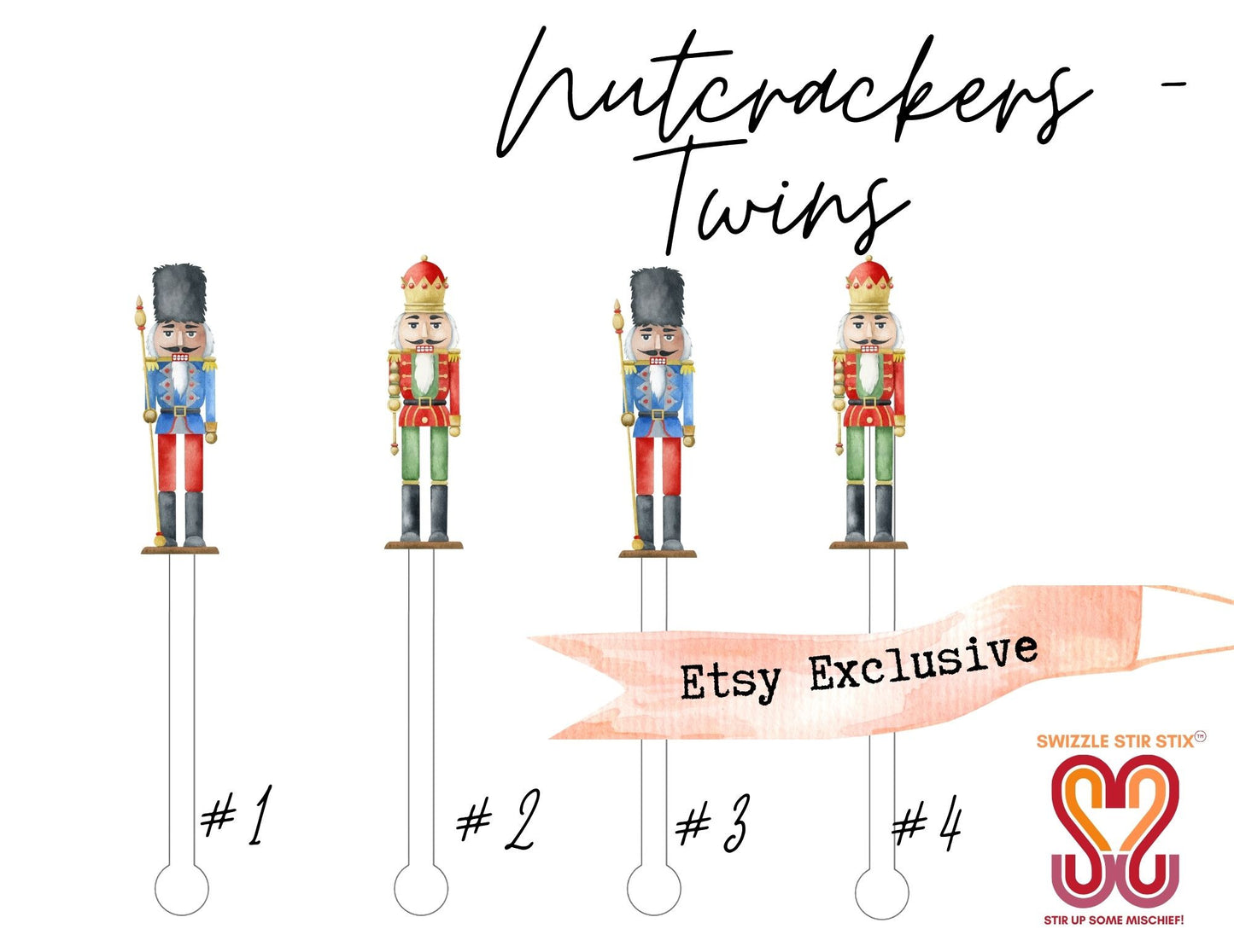 Nutcracker Twins Stir Sticks Swizzle Stir Sticks