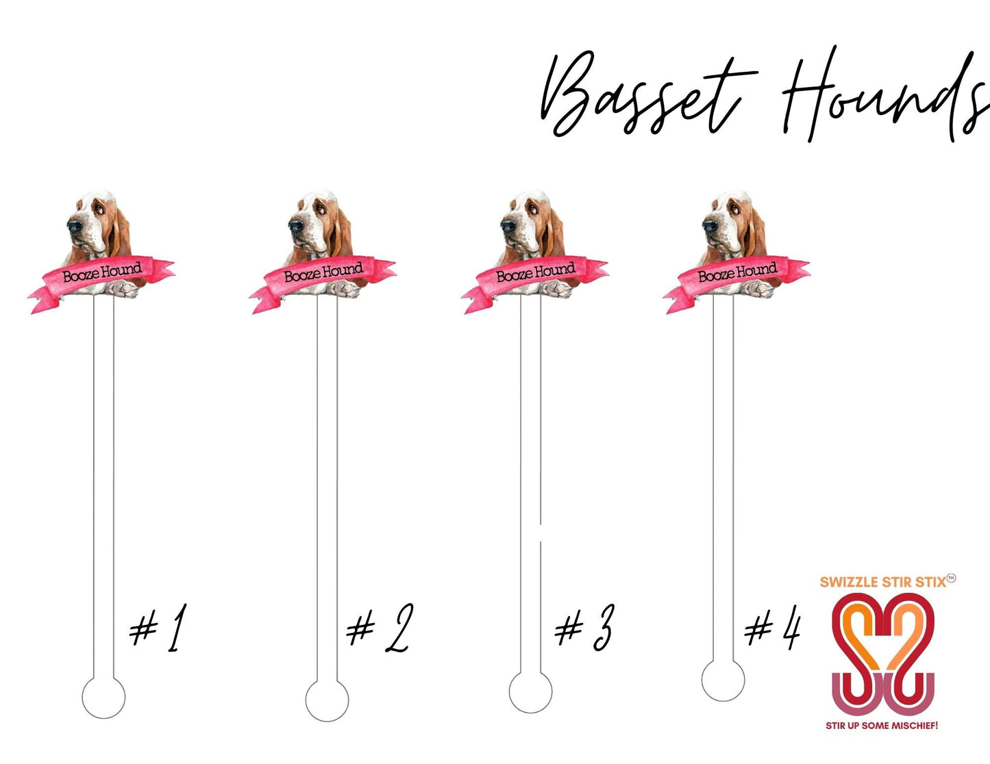 Bassett Hound Stirrers Swizzle Stir Sticks