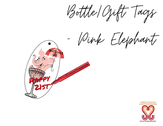 Pink Elephant Bottle Gift Tags