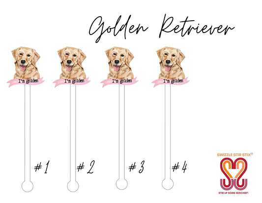 Golden Retriever Swizzle Stir Sticks