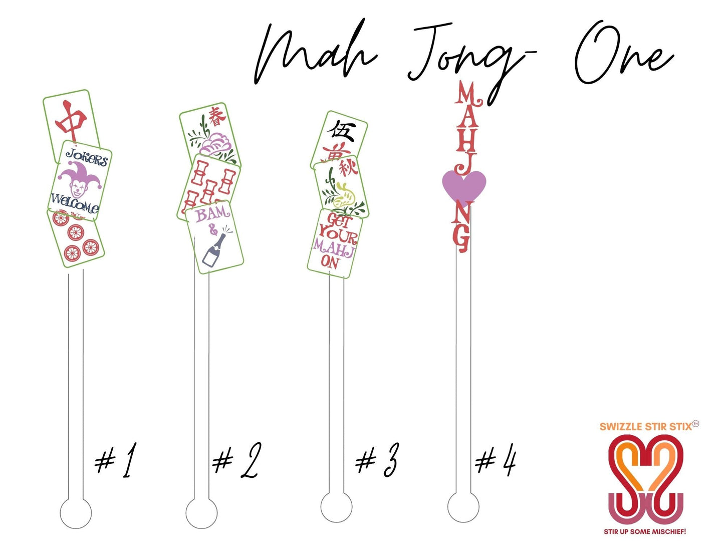 Mah Jong One Swizzle Stir Sticks