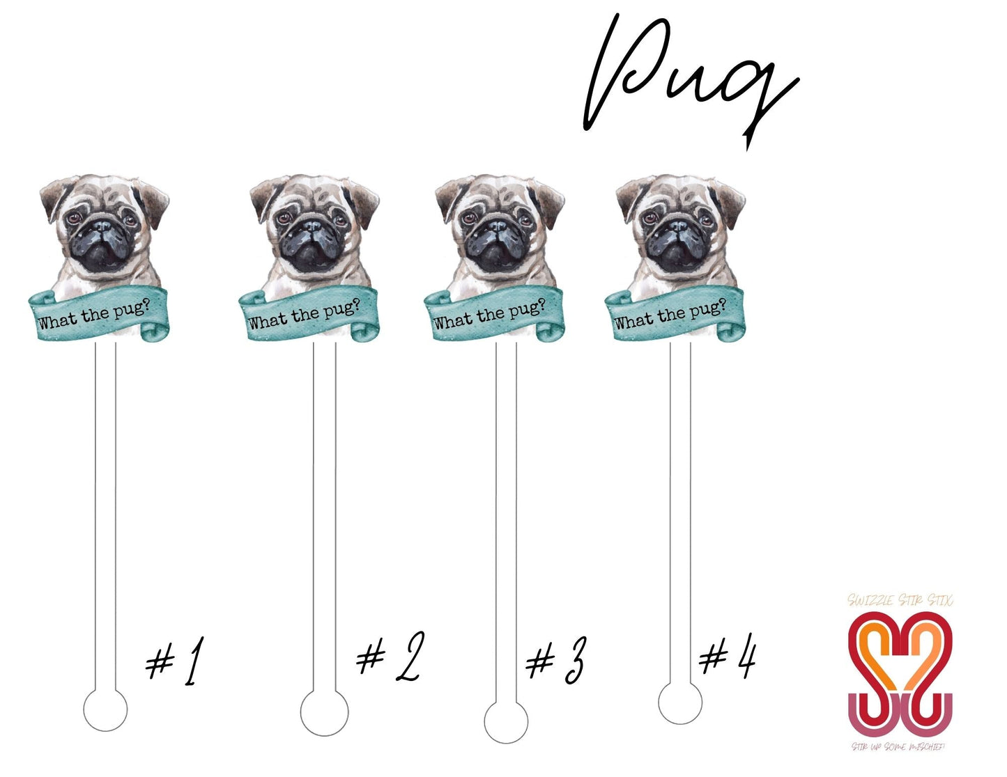 Pug Swizzle Stir Sticks