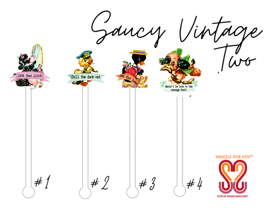 Saucy Vintage Two Swizzle Stir Sticks