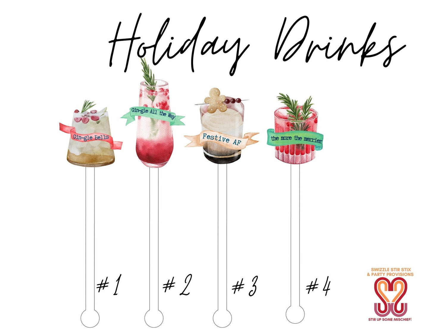 Holiday Drinks Swizzle Stir Sticks