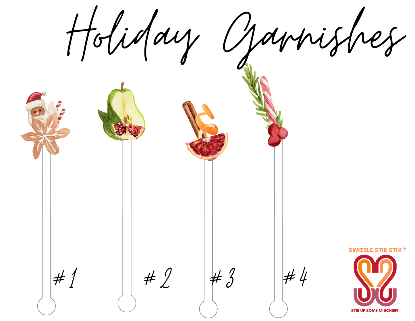 Holiday Garnishes Swizzle Stir Sticks
