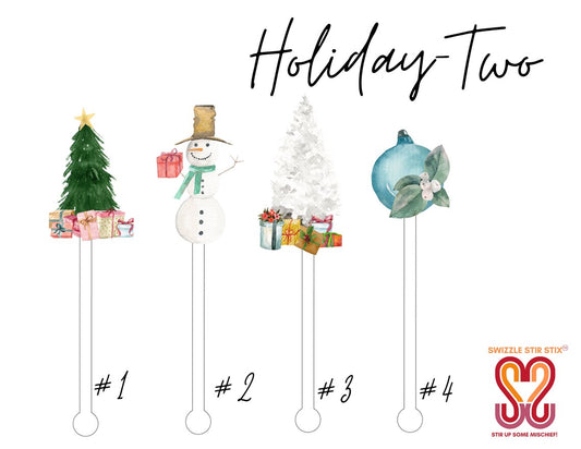 Holiday Two Swizzle Stir Sticks