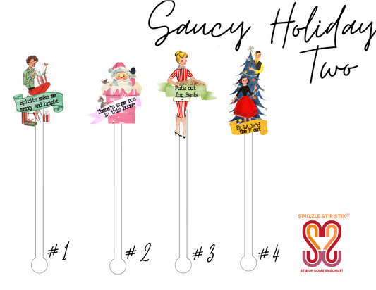 Saucy Holiday Vintage Two Swizzle Stir Sticks