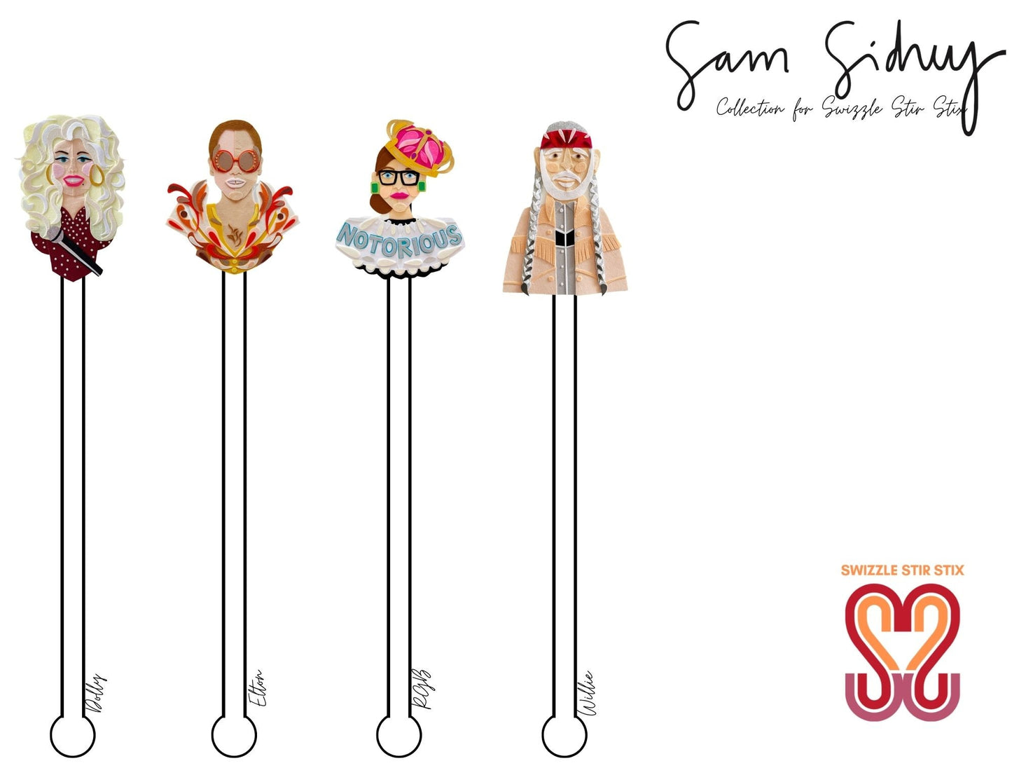 Sam Sidney Collection The Squad Swizzle Stir Sticks