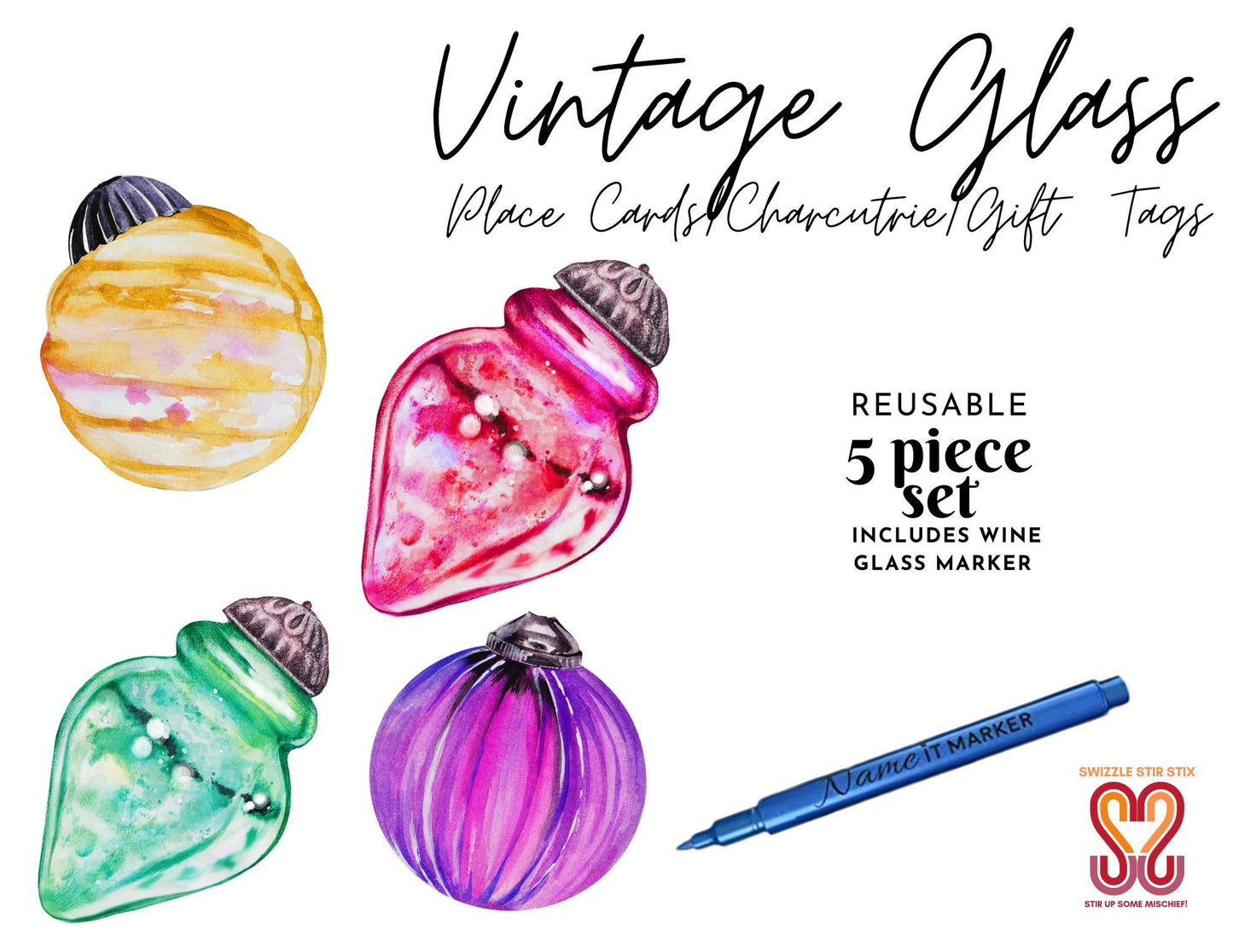Vintage Glass  Reusable tags