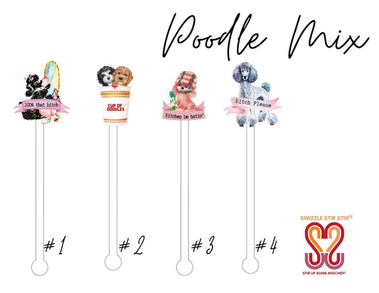 Poodle Mix Stirrers Swizzle Stir Sticks